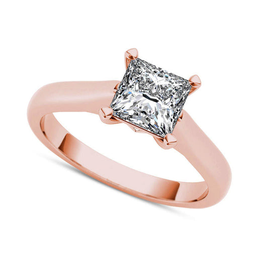 1.0 CT. T.W. Princess-Cut Natural Clarity Enhanced Diamond Solitaire Engagement Ring in Solid 14K Rose Gold (I/I1)
