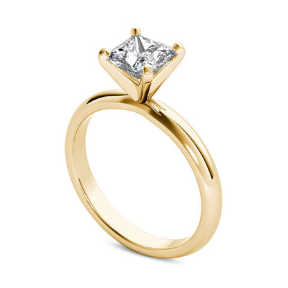 1.0 CT. Princess-Cut Natural Clarity Enhanced Diamond Solitaire Engagement Ring in Solid 14K Gold (I/I1)