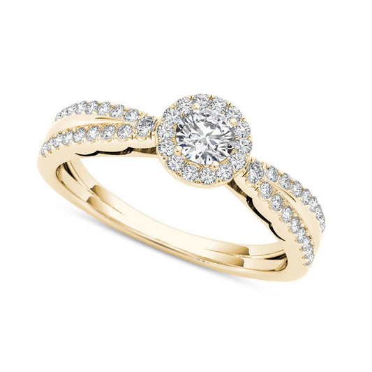 0.50 CT. T.W. Natural Diamond Frame Antique Vintage-Style Engagement Ring in Solid 14K Gold