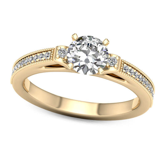 1.0 CT. T.W. Natural Diamond Collar Antique Vintage-Style Engagement Ring in Solid 14K Gold
