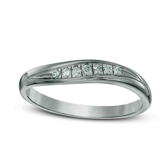 0.07 CT. T.W. Natural Diamond Slant Wedding Band in Solid 10K White Gold
