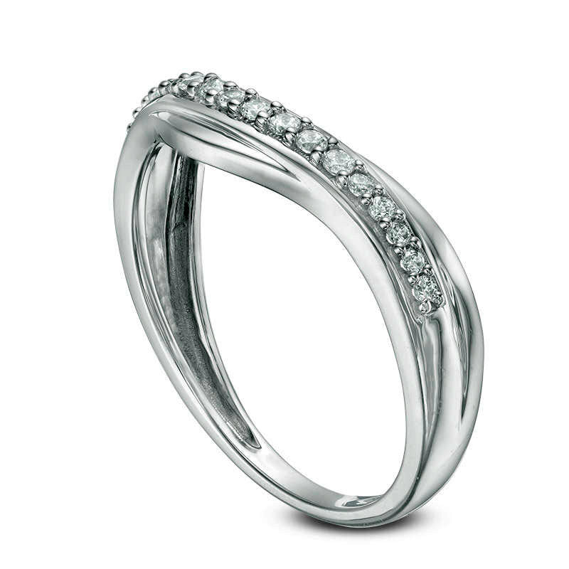 0.13 CT. T.W. Natural Diamond Contour Wedding Band in Solid 10K White Gold
