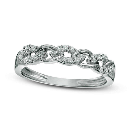 0.13 CT. T.W. Natural Diamond Link Band in Solid 10K White Gold