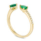 Pear-Shaped Emerald and Natural Diamond Accent Open Shank Ring in Solid 14K Gold