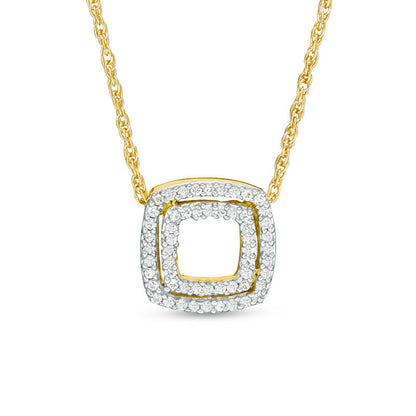 0.1 CT. T.W. Natural Diamond Double Square Pendant in 10K Yellow Gold