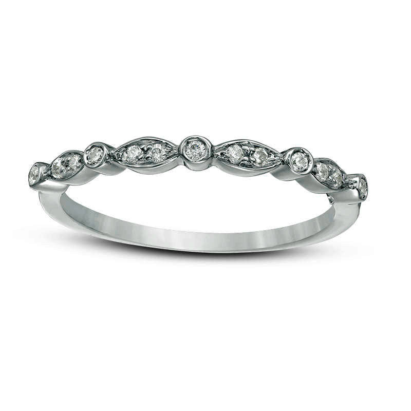 Natural Diamond Accent Alternating Round and Marquise Anniversary Band in Sterling Silver