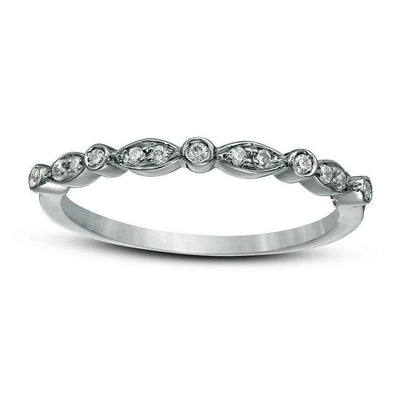 Natural Diamond Accent Alternating Round and Marquise Anniversary Band in Sterling Silver