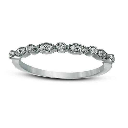 Natural Diamond Accent Alternating Round and Marquise Anniversary Band in Sterling Silver