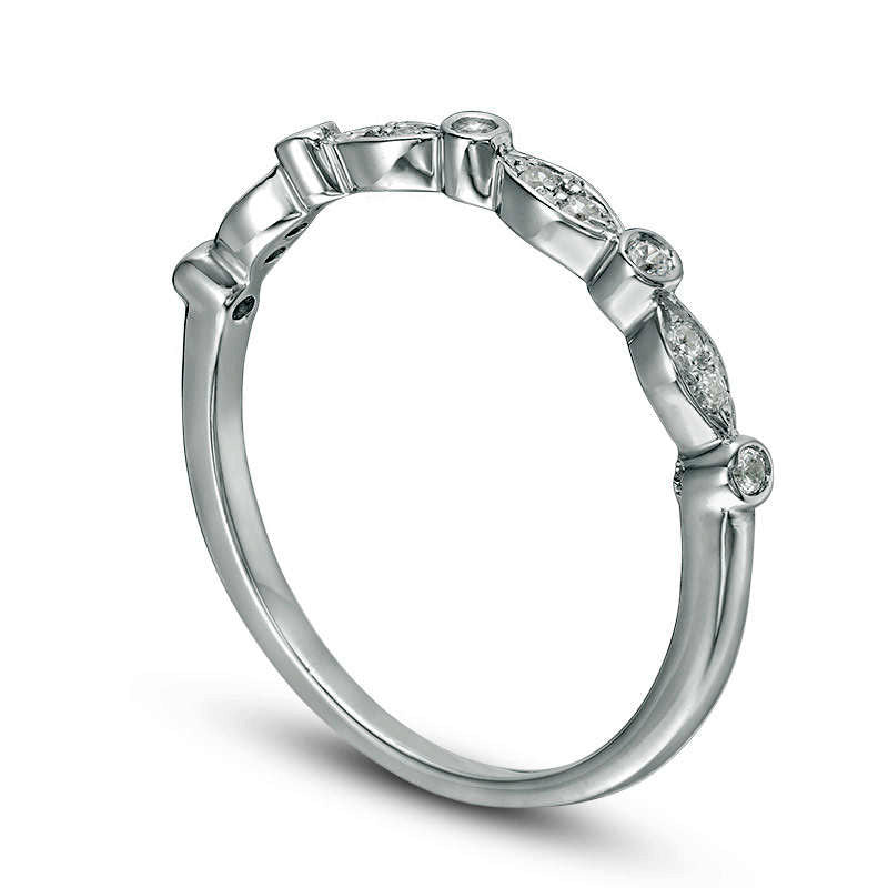 Natural Diamond Accent Alternating Round and Marquise Anniversary Band in Sterling Silver