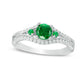 5.0mm Lab-Created Emerald and 0.25 CT. T.W. Diamond Split Shank Engagement Ring in Sterling Silver