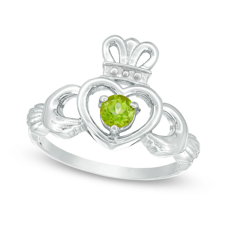 4.0mm Peridot Claddagh Ring in Sterling Silver
