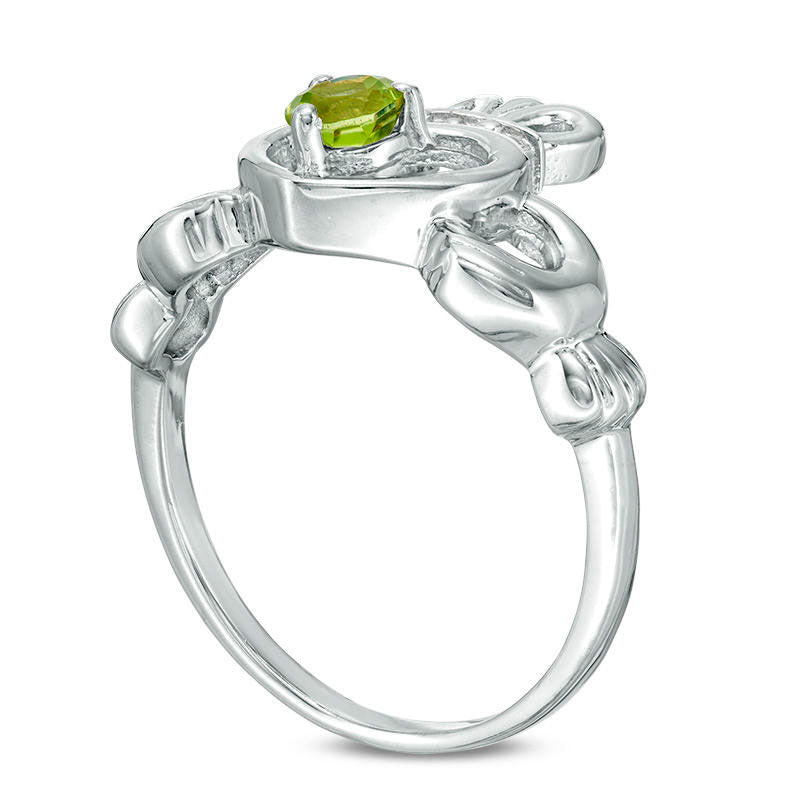 4.0mm Peridot Claddagh Ring in Sterling Silver