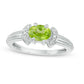 Oval Peridot and Natural Diamond Accent Collar Ring in Sterling Silver