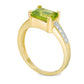 Emerald-Cut Peridot and Natural Diamond Accent Ring in Sterling Silver with Solid 14K Gold Plate