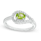 Oval Peridot and Natural Diamond Accent Teardrop Frame Ring in Sterling Silver