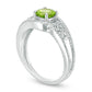 6.0mm Peridot and Natural Diamond Accent Antique Vintage-Style Bypass Ring in Sterling Silver