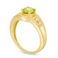 6.0mm Peridot and Natural Diamond Accent Antique Vintage-Style Bypass Ring in Sterling Silver with Solid 14K Gold Plate