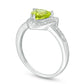 7.0mm Trillion-Cut Peridot and Natural Diamond Accent Frame Ring in Sterling Silver