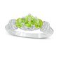 Peridot and Natural Diamond Accent Collar Three Stone Ring in Sterling Silver
