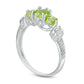 Peridot and Natural Diamond Accent Collar Three Stone Ring in Sterling Silver