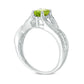 Oval Peridot and Natural Diamond Accent Antique Vintage-Style Split Shank Ring in Sterling Silver