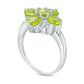 5.0mm Peridot and Natural Diamond Accent Five Stone Flower Ring in Sterling Silver
