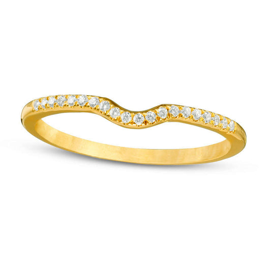 0.10 CT. T.W. Natural Diamond Contour Wedding Band in Solid 10K Yellow Gold