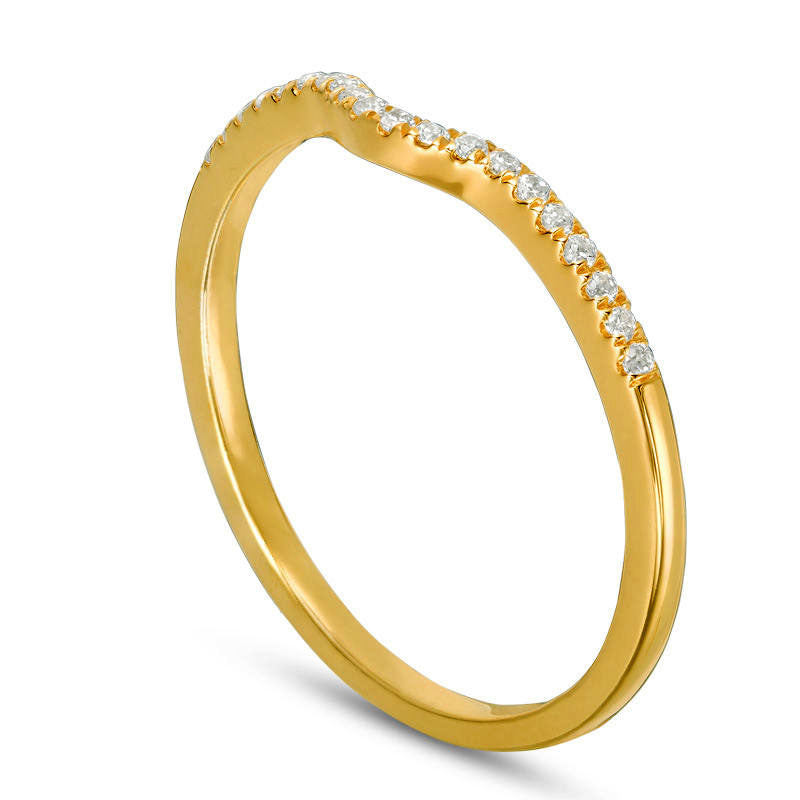0.10 CT. T.W. Natural Diamond Contour Wedding Band in Solid 10K Yellow Gold