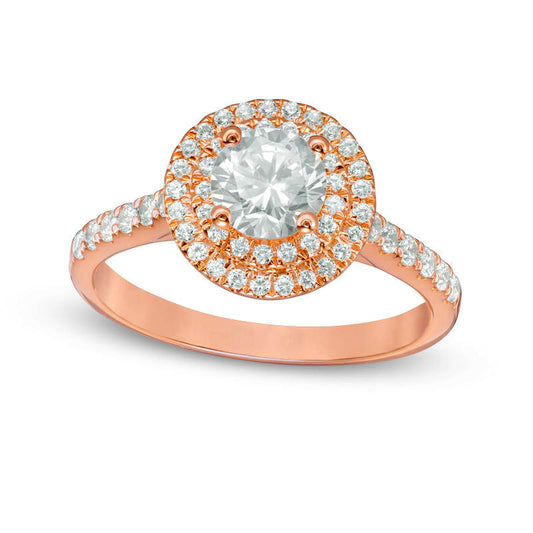 1.20 CT. T.W. Natural Diamond Double Frame Engagement Ring in Solid 14K Rose Gold