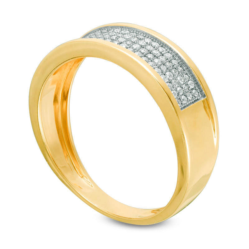 Men's 0.25 CT. T.W. Natural Diamond Wedding Band in Solid 10K Yellow Gold