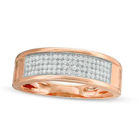Men's 0.25 CT. T.W. Natural Diamond Wedding Band in Solid 10K Rose Gold