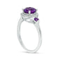 6.5mm Amethyst and 0.17 CT. T.W. Natural Diamond Frame Three Stone Ring in Sterling Silver