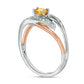 Oval Citrine and Natural Diamond Accent Split Shank Ring in Sterling Silver and Solid 10K Rose Gold
