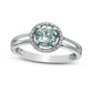 5.7mm Aquamarine and Natural Diamond Accent Frame Split Shank Ring in Sterling Silver