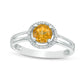 5.7mm Citrine and Natural Diamond Accent Frame Split Shank Ring in Sterling Silver