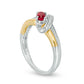 Oval Lab-Created Ruby and Diamond Accent Bypass Ring in Sterling Silver and Solid 10K Yellow Gold