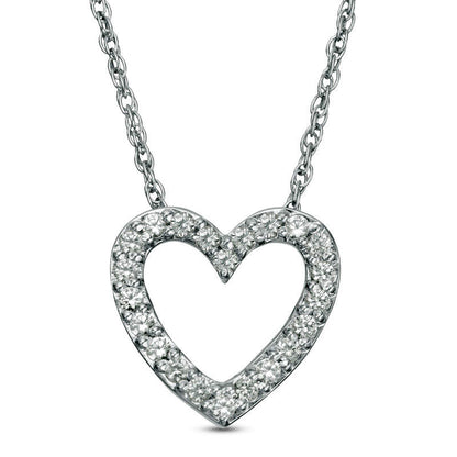 Lab-Created White Sapphire Heart Pendant in Sterling Silver