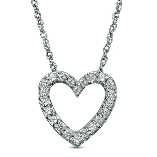 Lab-Created White Sapphire Heart Pendant in Sterling Silver