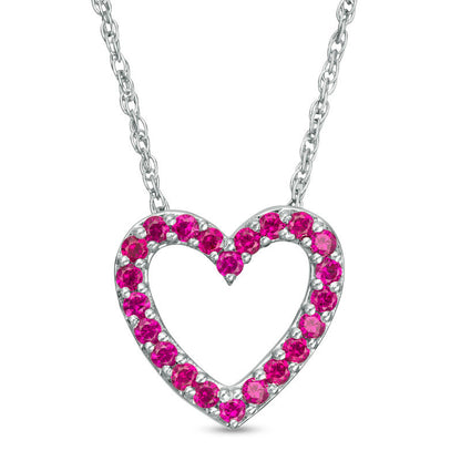 Lab-Created Ruby Heart Pendant in Sterling Silver