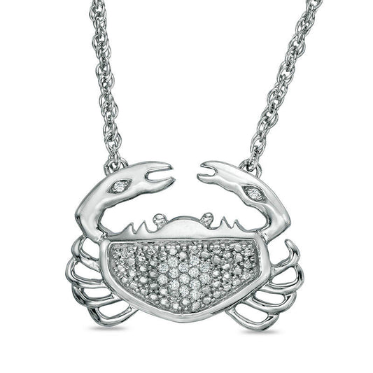 Natural Diamond Accent Crab Necklace in Sterling Silver - 17.5"