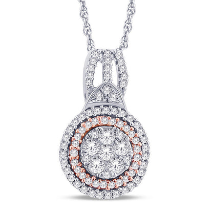 0.2 CT. T.W. Composite Natural Diamond Double Frame Pendant in 10K Two-Tone Gold