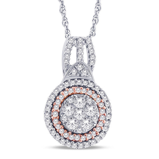 0.2 CT. T.W. Composite Natural Diamond Double Frame Pendant in 10K Two-Tone Gold