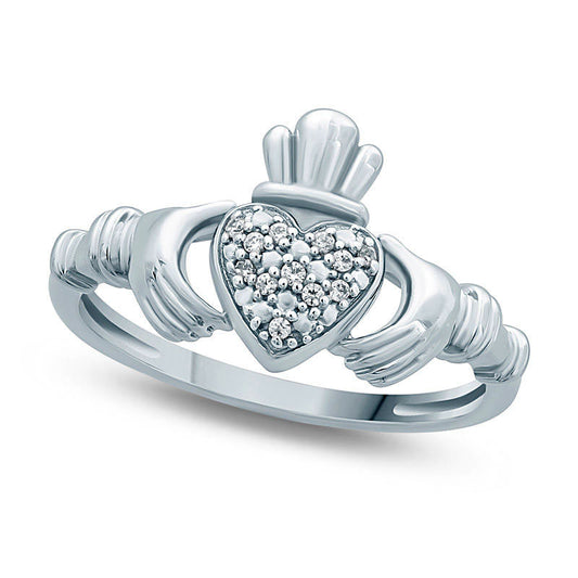 Natural Diamond Accent Claddagh Ring in Sterling Silver