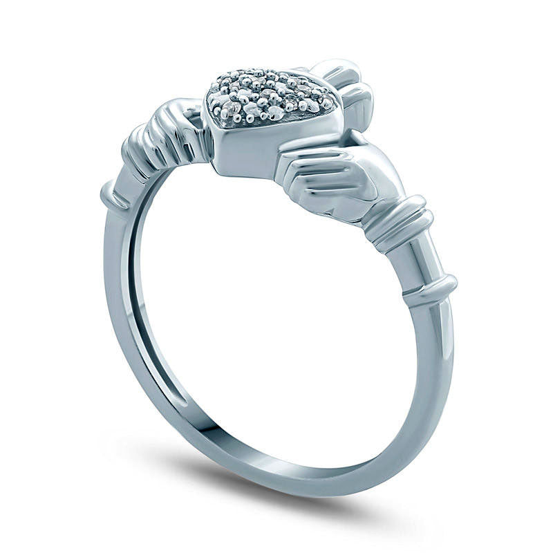 Natural Diamond Accent Claddagh Ring in Sterling Silver