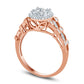 0.50 CT. T.W. Composite Natural Diamond Floral Engagement Ring in Solid 10K Rose Gold