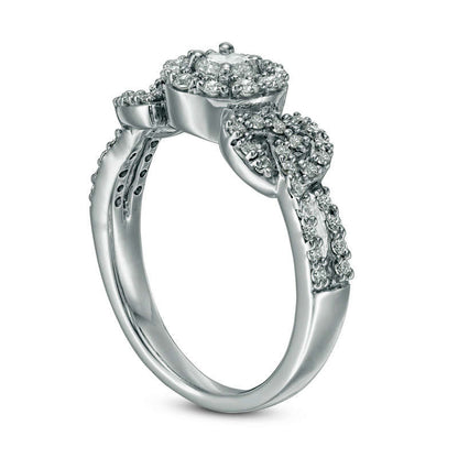 0.75 CT. T.W. Natural Diamond Frame Celtic Knots Engagement Ring in Solid 10K White Gold