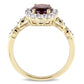 Oval Garnet, White Topaz and Natural Diamond Accent Frame Ring in Solid 14K Gold
