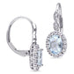 Oval Aquamarine, White Topaz and Diamond Accent Frame Drop Earrings in 14K White Gold