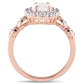 Oval Opal, White Topaz and Natural Diamond Accent Frame Ring in Solid 14K Rose Gold