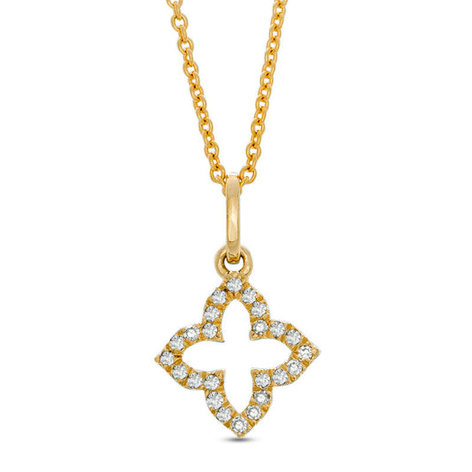 Natural Diamond Accent Quatrefoil Pendant in 14K Gold